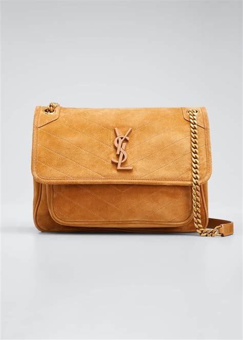 satchel suede blu ysl monogram